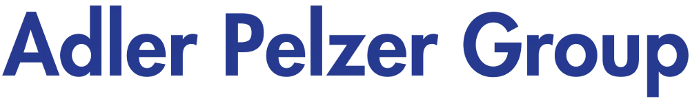 Adler Pelzer Group logo in blue text on white background